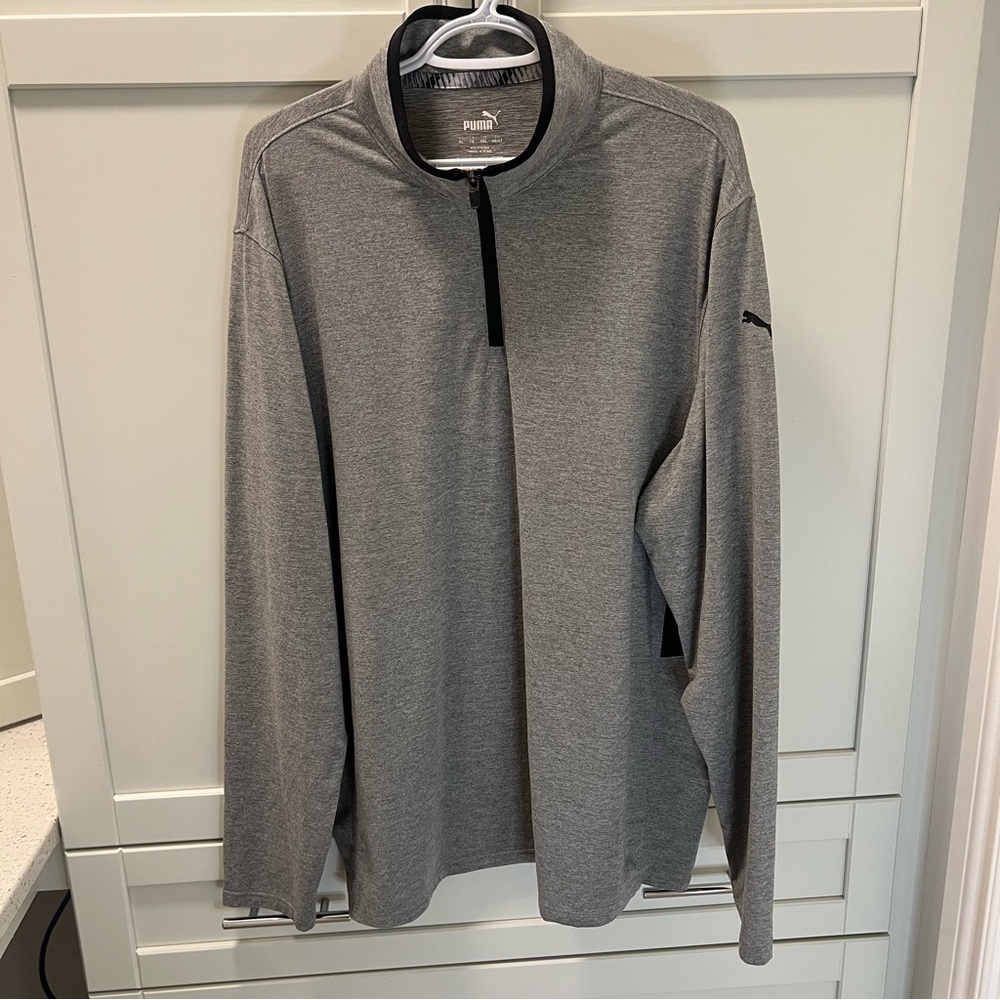 Puma Gray and Black Long Sleeve Quarter-Zip Shirt